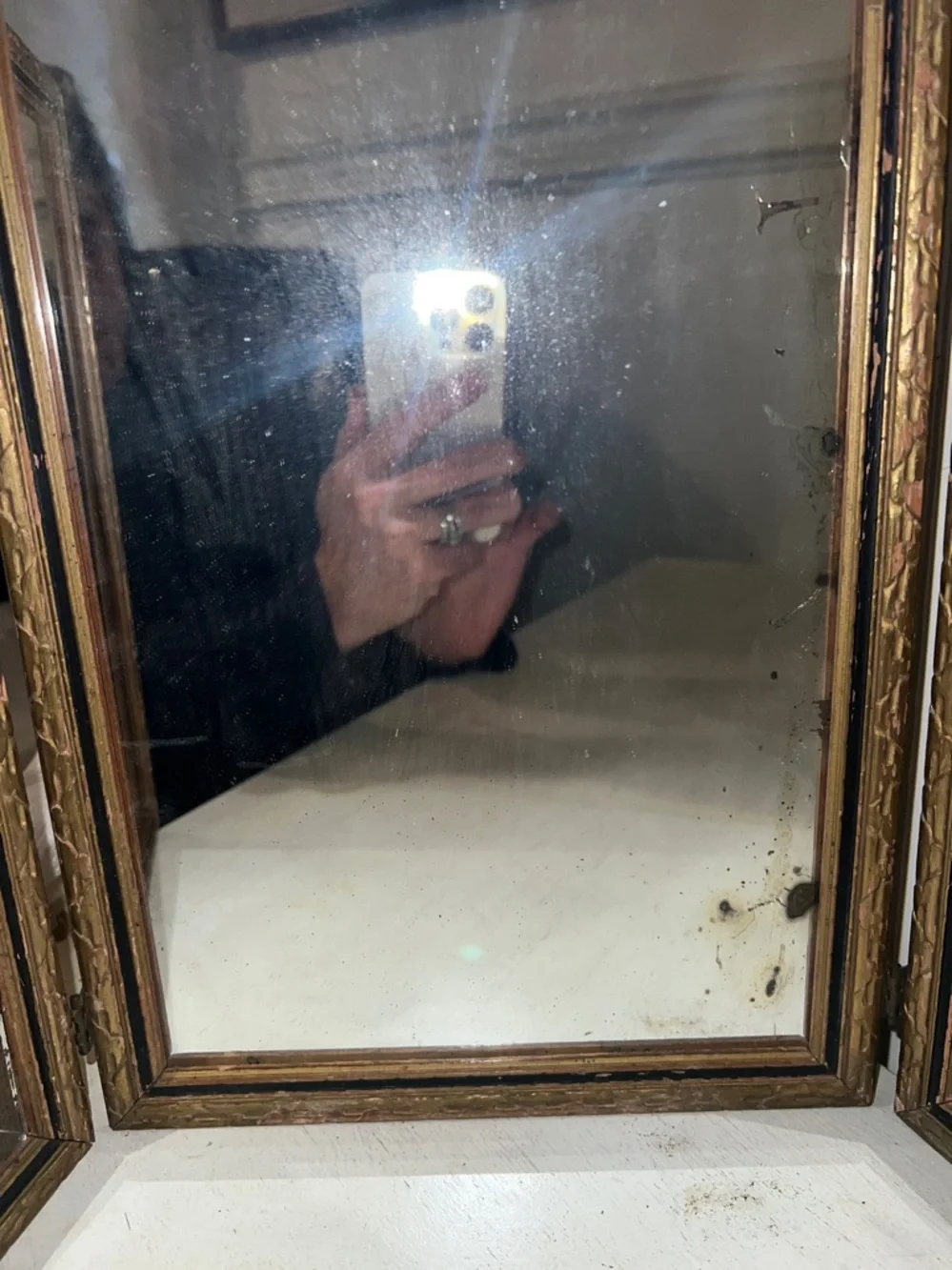 1940s Original Trifold Dressing table mirror or wall hanging